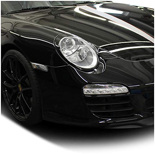 Finest Folia Folie Aufkleber Set Scheinwerfermaske Schwarz Dekor für Front Scheinwerfer Auto Kfz Zubehör Selbstklebend Waschstraßenfest Passgenau D035 (Schwarz Glanz)