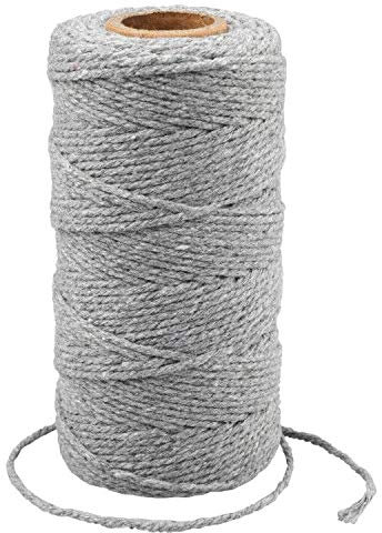 G2PLUS Grau Bäcker Bindfäden, 100M Baumwolle Schnur, 2MM Bastelschnur Dekokordel Schnur Perfekt für DIY Kunstgewerbe Gartenarbeit
