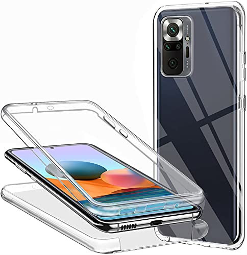 CHIMUCO Hülle für Xiaomi Redmi Note 10 Pro Handyhülle 360 Grad, Transparent Full Schutz Kratzfest Dünn Durchsichtige Case Silikon Schutzhülle, Hart PC Zurück + Weich TPU Vorderseite