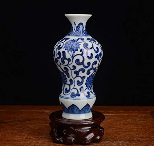 TONGTONG Mini vases chinois en porcelaine bleue et blanche pour arrangement de fleurs, Ikebana ou décoration de table, petit modèle #04
