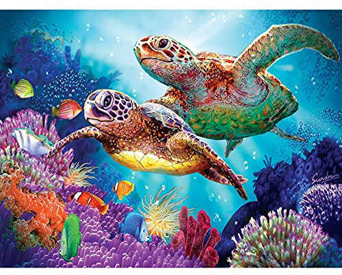 Viiegor Diamond Painting Komplettes Set Meeresschildkröte, Diamant-Stickerei, komplettes Tiergemälde, Ozean, Diamantmalerei, Kreuzstich, Diamant, Kunsthandwerk für Zuhause, Wanddekoration, 30 x 40 cm