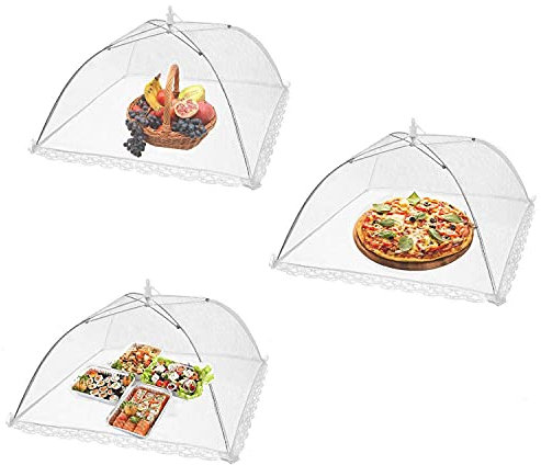 35,5 cm Fliegenhaube,3 PCS Popup Abdeckhauben für Lebensmittel 14 Zoll Fliegengitter Faltbar Servierzelte Regenschirm Taschenschirm Lebensmittel für Küche