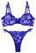 Lilosy Sexy Underwire Cute Push Up Strappy Embroidered Mesh Sheer Lingerie Set See Through Panty Bra, Bow Royal Blue, XL