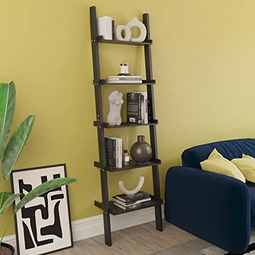 Vida Designs York - Libreria a 5 ripiani a scala, per soggiorno, ufficio, colore: nero