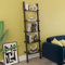 Vida Designs York 5 Tier Ladder Bookcase Leaning Display Shelf Unit Living Room Office Furniture (Black)