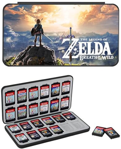 Konphat Étui pour Jeux Switch, Boîte de Rangement pour Cartouches de Jeux Nintendo Switch,Boîtier Housse de Protection Portable avec 24 Support des NS Jeux Cartes Organisateur Conteneur