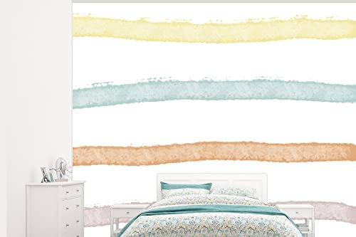 Selbstklebend Tapete Wandpapier Wandaufkleber Fototapete Tapeten Wanddeko 325x260 cm Linie - Pastell - Regenbogen - Muster