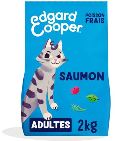 Edgard Cooper Croquettes pour Chat Stérilisé, Adulte, Saumon 2kg, Sans céréales, Viande fraîche, Nourriture naturelle, Croquette Riche en protéines, Sans sucres ajoutés