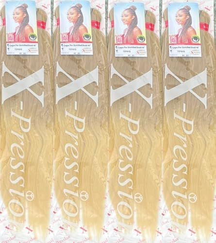 X-PRESSION 4 UNITS Colour 27/613 XPRESSION LAGOS BRAID Pre-Pulled Hair Extension, 46 Pack (2 IN A PACK), Blonde, Medium Blonde/Platinum Blonde