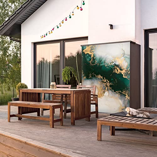 dedeco Outdoor-Rückwand Dekor Wand für Garten, Terrasse, als Außenfassade Paneel Motiv: Marmor V15, 300 x 150 cm, wasserfest, robust, als Wandverkleidung aus Aluminium, einfach renovieren