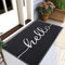 Homaxy Hello Fußmatte außen und innen, rutschfeste Schmutzfangmatte Türmatte, waschbar Fussmatte aussen für Haustür, Eingangsbereich, Garten (80 x 120 cm, Schwarz)