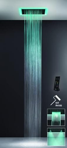 Gessi Afilo, système de douche multifonctionnel 500x500 à jet pluie, avec effet de luminothérapie, 57509279