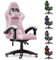 bigzzia Gaming Chair Swivel Heavy Duty Chair Ergonomic Design with Cushion and Reclining Back Support (Pink and white)