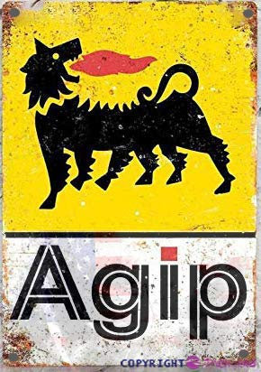 Plaque en métal rétro | Agip vintage Racing Shed Garage Fuel Oil Sign | Home Club Bar Man Cave Garage Ferme Wall Decoration Metal Sign 20,3 x 30,5 cm