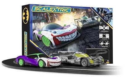 Scalextric Racing Track Sets for Kids - C1438M Batman Vs The Joker - The Battle of Arkham Speed Track - Electric Race Tracks for Boys & Girls 5+, Slot Car Race Tracks - 1:32 Scale Mini Car Racing Sets