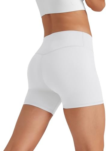 Glacspyg Radlerhose Damen Kurze Sporthose V-Taille High Waist Gym Shorts Kurze Leggings für Yoga Gym Fitness Laufen Weiß XS