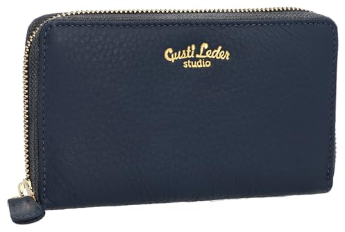 Gusti Portemonnaie Leder-Thala Kartenhülle Kartenhalter Kartenetui Brieftasche Geldbeutel Geldbörse Damen Blau Leder