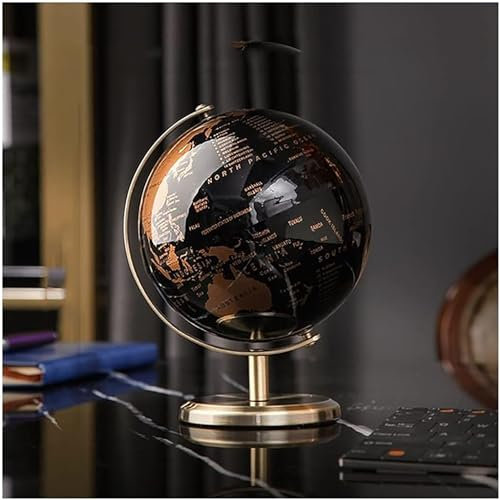 Terrestrischer Globus, 14 cm Durchmesser, Erdkugel, schwarzes Meer, Vintage, Weltkugel, antiker dekorativer Desktop, geografischer rotierender Turm, terrestrischer Globus, Deko 2024, 19,5 cm, A