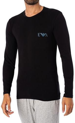 Emporio Armani Men's Bold Monogram Crew Neck Long Sleeve T-Shirt, Black, M