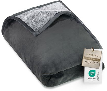 ZOLLNER Kunstfelldecke 100% Polyester, 150x200 cm, Grau