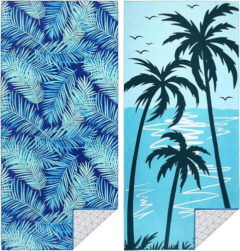 Strandtuch Microfaser Badetuch Groß 2 Set Strand xxl Strandhandtuch Schnelltrocknend Zubehör Strandtücher Beach Towel Schnelltrocknendes Strandlaken Mikrofaser Strandzubehör Strandutensilien