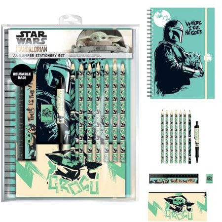 Star Wars Bumper Stationery Set (The Mandalorian Where I Go Design) School Stationery Set and Office Supplies - Official Merchandise