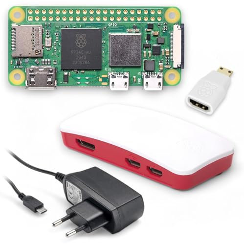 Raspberry Pi Zero 2 W Starter-Set | 5.1V 2.5A Netzteil | Gehäuse mit 3 Abdeckungen | Mini HDMI Adapter | Raspberry Pi Zero 2 W