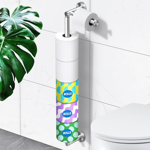 ivoler longzon Porte Papier Toilette, Porte-Papier Toilette Mural argenté Moderne, Acier Inoxydable SUS304 de Qualité Supérieure Antirouille avec Réserve pour Salle de Bain, Cuisine, Salle d'eau