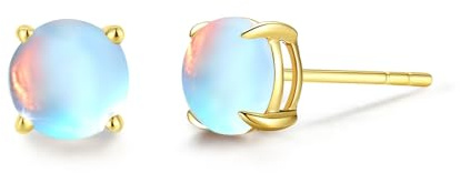 FANCIME Solide 14 Karat 585 Gelb Gold Klein Ohrstecker Ohrringe mit Echt Natürlich/Synthetische Edelsteine Schmuck für Damen Mädchen Mama, Durchmesser: 6 mm