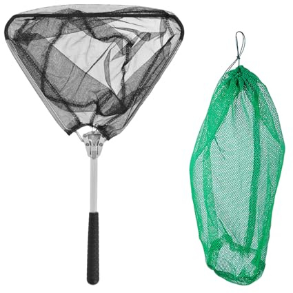 TYGFRT 1 Piece Fishing Net & Fish Bag, Pond Cleaning Net, Telescopic Fishing Tool, Black, Green