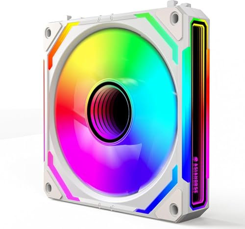 AsiaHorse COSMIQ ARGB Ventilador PC 120MM [1 Piezas] [FDB] Daisy Chain Ventilador RGB de 2000 RPM/68.5 CFM/2,05 MMH2O 5V 3 pines ARGB 12V 4pines PWM vida útil de 80000 horas