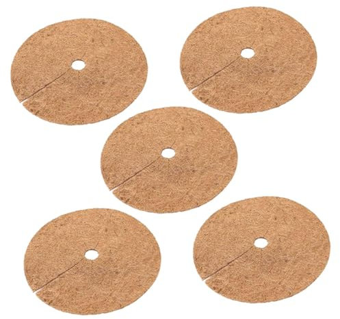 PHENOFICE 5stücke Kokosmulchring Runder Anti-Gras-ringmatte Für Blumentopf-baumringe Pflanzenabdeckungs-mulchmatte Fasermulchring Gartenblumentopfring Fasermulchmatte Kokosblumentopfmatte