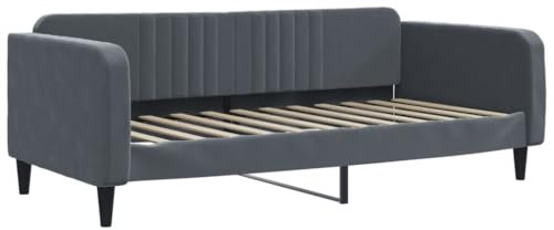 vidaXL Tagesbett, Gästebett ohne Matratze, Bettsofa Schlafsofa für Schlafzimmer Wohnzimmer, Bettgestell Lattenrost Sofa, Modern, Dunkelgrau 90x200cm Samt