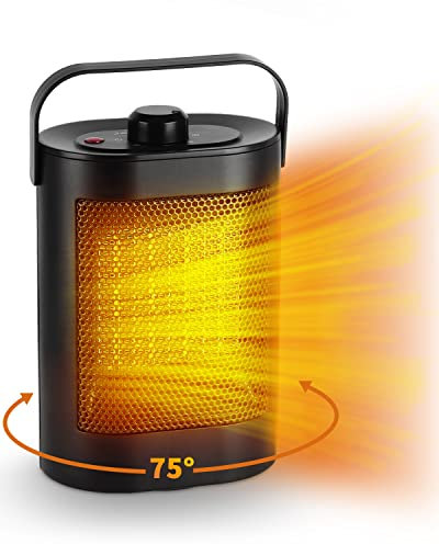 Electric Heater, IVESION PTC Ceramic Portable Fan Heater with Overheating & Tip-Over Protection, 75° Oscillating Energy Efficient Electric Heater for Home, Office, Study Bedroom
