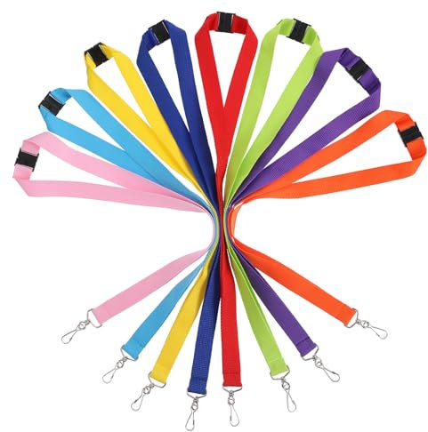 8 Stück Bunt Nylon Umhängeband, Schlüsselband Lanyard Schlüsselbänder mit Abnehmbarer Schnalle Schlüsselanhänger Band für Schlüssel Ausweishüllen Arbeitskarte