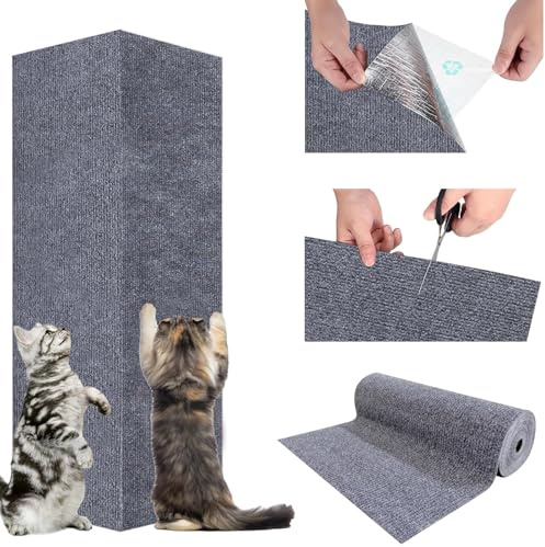 Celestia Kratzmatte Selbstklebend – 200×40 cm DIY Kratzbrett, Kratzschutz für Sofa & Katzen, Katzenkratzmatte mit Anti-Kratz Tape für Katzenständer