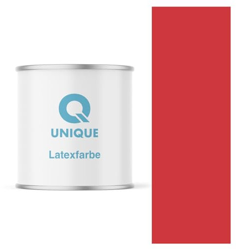 Q UNIQUE Latexfarbe 2L (ca.14m2) Feuerrot Innenfarbe Wandfarbe Deckenfarbe Klasse 3 Mattfarbe Scheuerfest Hohe Deckkraft