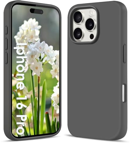 Filoto Liquid Silicone Case for iPhone 16 Pro (6.3 inch) - Ultra Thin Full Body Protective Case, 4-Layer Shockproof Structure, Soft Scratch Resistant Microfiber Lining, Dark gray
