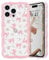 L-FADNUT Bow Case for iPhone 14 Pro Max, Curly Wavy Frame Cute Girly Bow Ribbon Pretty Phone Case, Soft Wave Clear Slim Silicone Shockproof Anti-scratch Cover for Women Girl, Rose