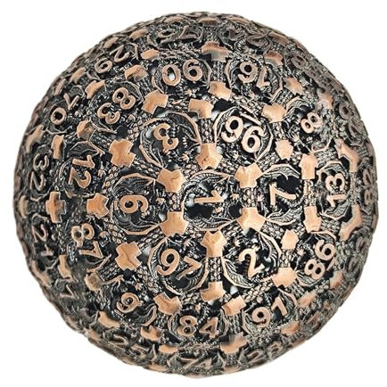 Dadi D100 in metallo, 50mm Dadi poliedrici a 100 facce Dadi D & D Gioco di ruolo Dadi in metallo accessoris per dadi Set di dadi DandD