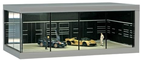 LED -Show -Hülle mit Lichtern, Automodell -Displayschrank | 1/64 Skala -Auto -LED -Anzeigebox,Raumsparende Fahrzeugspielzeugorganisatorin, realistischer Parkplatz zum Schutz, Anzeige