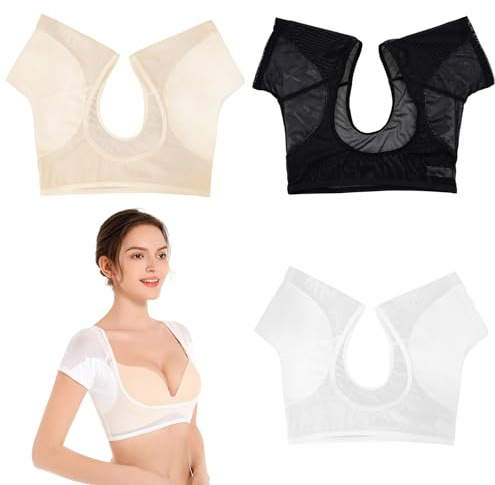 Wisebom 3 Stück Achselpads Schweißpads, Achsel Weste Damen Atmungsaktive Sweat-Shirts Damen Saugfähige Schweiß Pads Unterarm-Schweißweste Atmungsaktives, Schweiß Schutz Weste für Sport