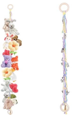 Soft Toy storage with 20Pcs Metal Clips Stuffed Animal Organizer Chain Toy Hammock Toys Hammock for Stuffed Animals Teddy Storage for Hanging Plush Toys Hats Socks