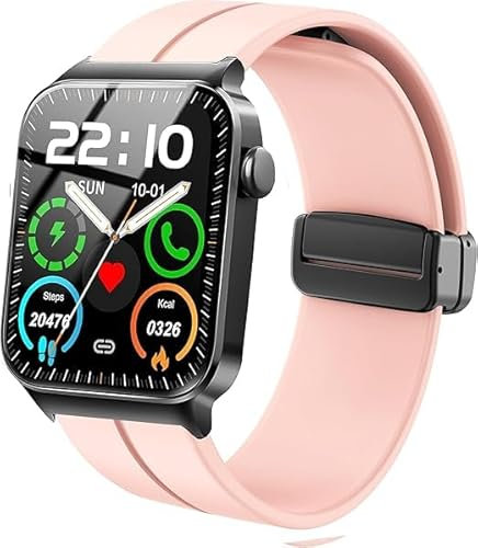Lamshaw Correas de Compatible con VKAROOD T50S/Donerton T50S/T50H/Uaue T50S Smartwatch 1.85 Pulgadas,Correa Deportivas Magnético Silicona, Suave de Repuesto para Mujeres y Hombres (Rosa)