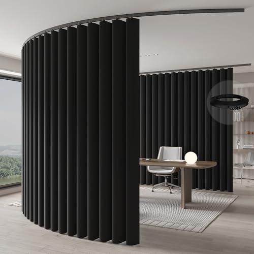 JILRON Raumtrenner Vorhang,Deckenmontage Auf Schienen,Raumteiler Für Flexiblen Sichtschutz (Schwarz - H213 x B540 cm)