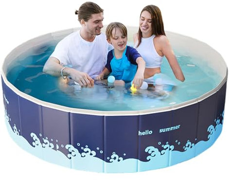 Non-Inflatable Swimming Pool, Portable Ground Bath Basin, Space-Saving Outdoor Pool for Adults, Backyard Garden Use, Water Parties, Easy Setup, Durabled Design, Blue, Orange, 1 Piece