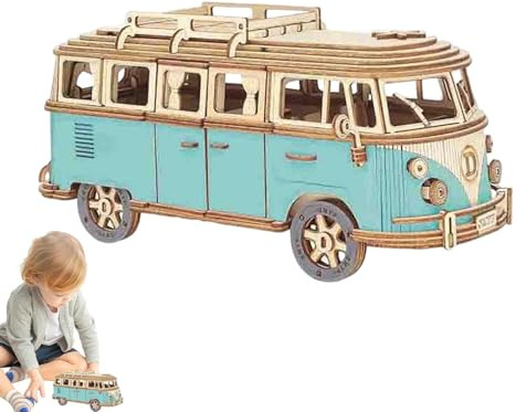 INSDHCCHD 3D-Holzpuzzle, Wohnmobil-Modellbausätze, Modellbausatz for Erwachsene for Bauen, DIY-Puzzle for Selberbauen, Bausatz Als Geschenk for Jungen Und Mädchen, 226 Teile.(Blue)