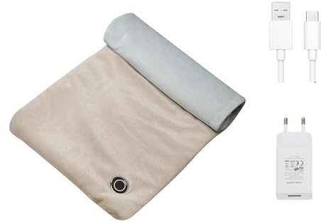USB Heizkissen, Elektrische Wärmekissen für Rücken Nacken Schulter, USB Heizdecke Wärmedecke mit Schnelle Heiztechnik, Sicheres Wärmepads Waschbare Heating Pad,Heizfläche 15 * 33cm (Khaki)