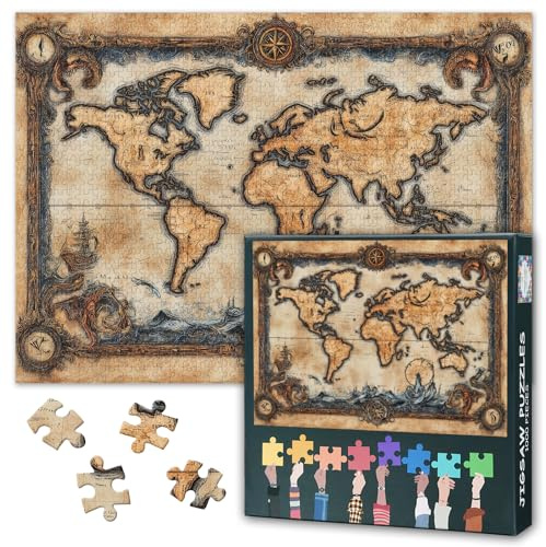 Antike Weltkarten Puzzles Mit 1000 Teilen Für Erwachsene Schwierige Herausforderung Weltkarten Puzzles Für Erwachsene Geschenke Puzzle Für Familienfeiern Wohnraumdekoration 50cmx70cm