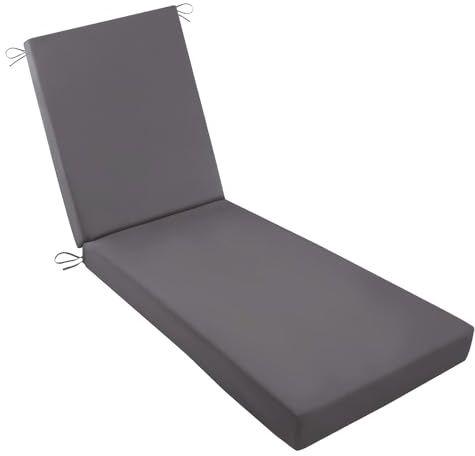 YFHT Auflage Sonnenliege Wasserdicht Mit Bändern, Sonnenliege Auflage Wetterfest Outdoor Polster, Deckchair Auflagen, Auflagen für Gartenliegen Waschbar,Grau,200x60x10cm